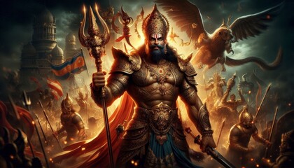 Hanuman The Mighty Warrior Deity Powerful Hanuman Illustration Hindu Deity Monkey God Mythological Creature Digital Art
