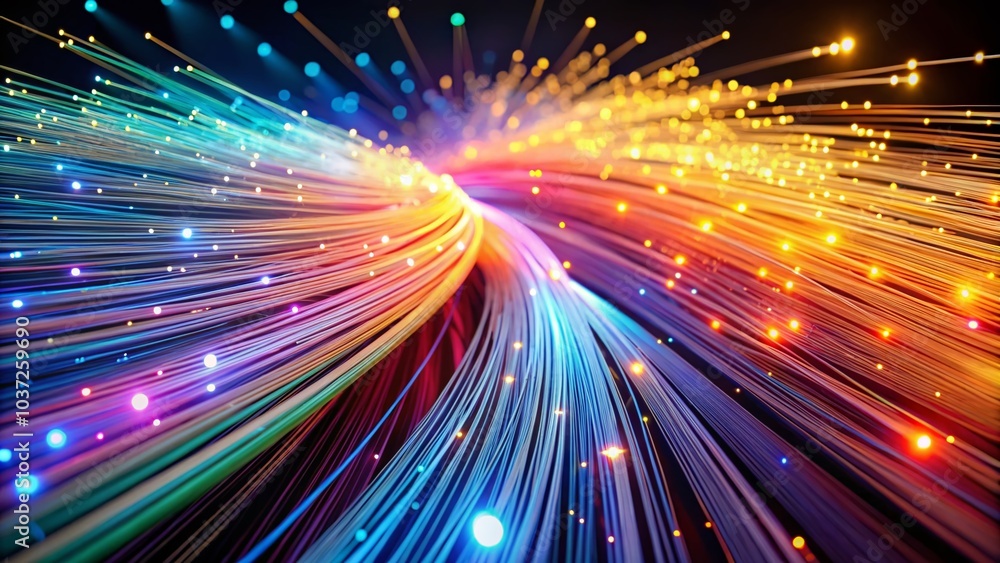 Poster high-definition panoramic view of fiber optic data streams in 4k resolution for stunning visuals