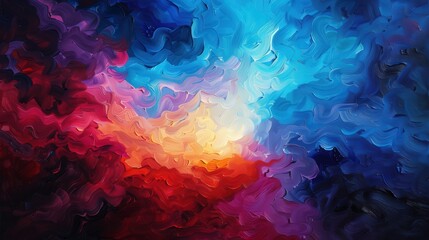 Fototapeta premium Radiant Emergence, an abstract artwork symbolizing the triumph of light over darkness, evoking themes of freedom and enlightenment through vivid colors and dynamic forms.