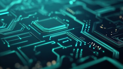 Futuristic Abstract Tech Background, showcasing intricate circuits, vibrant colors, and ample space for text, ideal for presentations or digital projects.