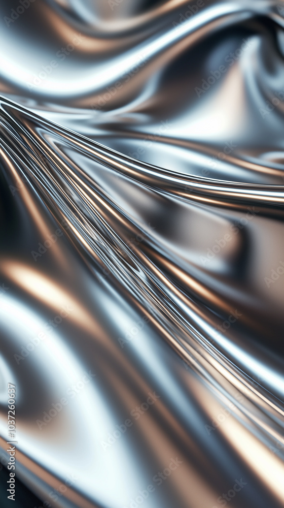 Poster vertical abstract background sleek metallic surface with smooth, futuristic lines and reflections of