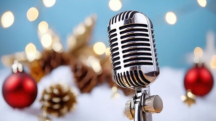 Vintage Microphone Ready for Christmas Carols