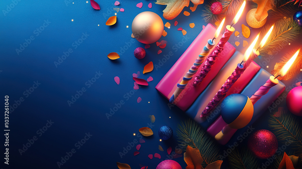 Poster conceptual design for hanukkah showcasing key elements and a blank space for personalization