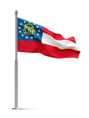 Flag of the State of Georgia isolated on white background. U.S. state. 3d-rendering