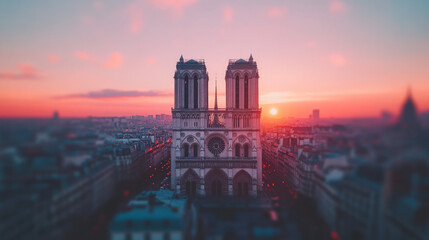 Obraz premium A stunning view of the iconic cathedral against a vibrant sunset sky.