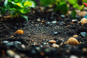 Close-up of soil background, top view, high-resolution photography