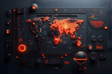 Futuristic control center overseeing worldwide logistics a massive interactive display of the globe with real time data on cargo movement supply chain analytics and AI driven decision support tools