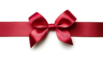 red satin ribbon with bow isolated on white background, clipping path
