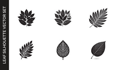 Editable Black Leaf Silhouette Vector Illustration with Transparent Background