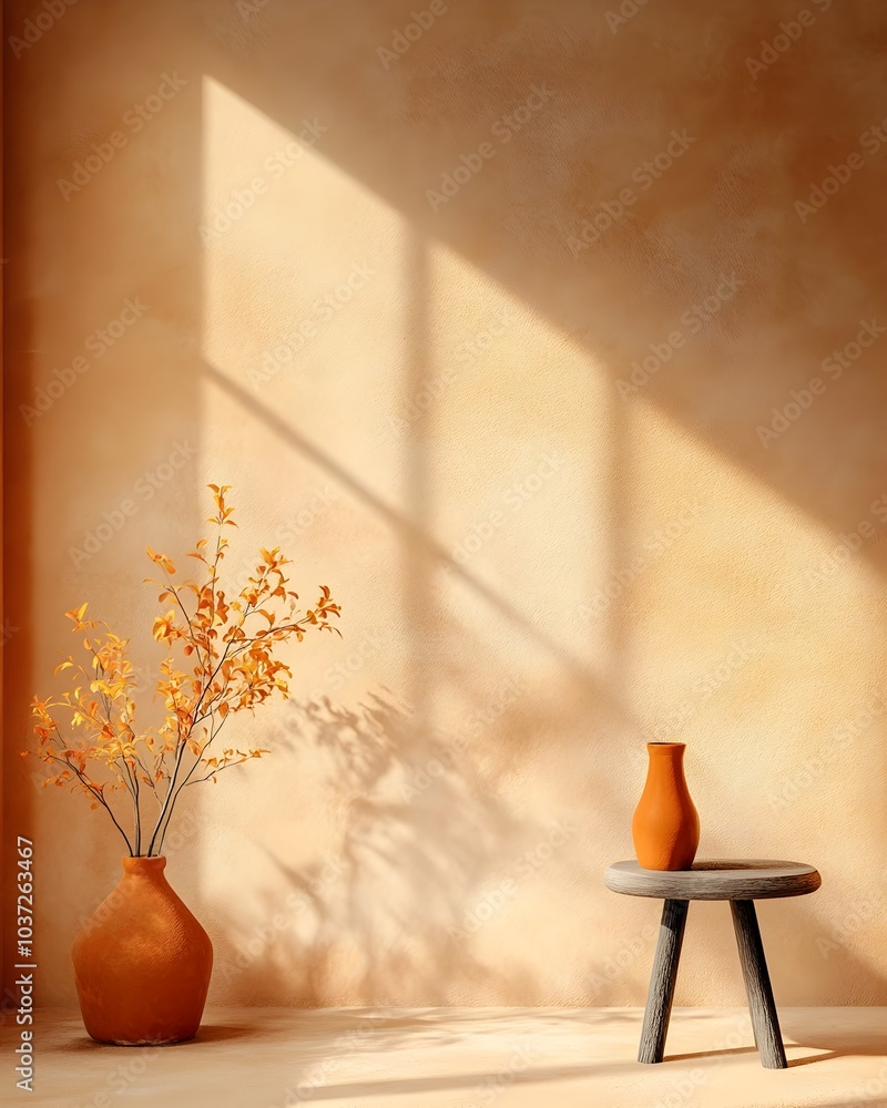 Poster luminous 3d studio environment with rich tones tidy floor and wall showcasing elegant merchandise be
