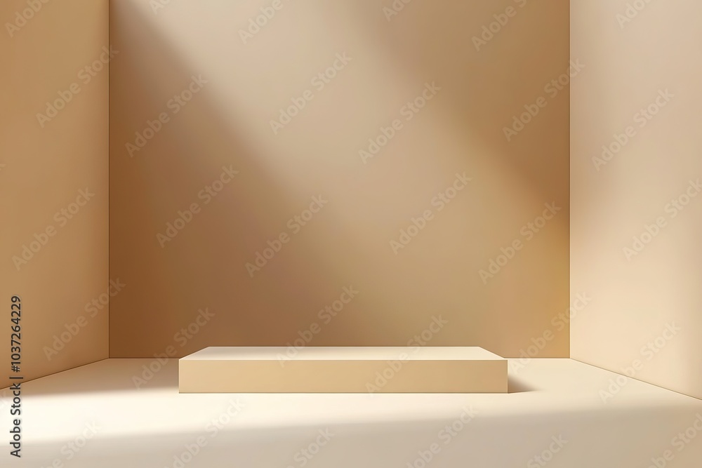 Poster light brown background vector, soft and smooth gradient color from top to bottom, studio room with l