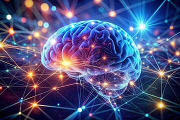 Human Brain and Artificial Intelligence Concept in Low Light Photography for Innovative Technology Visuals