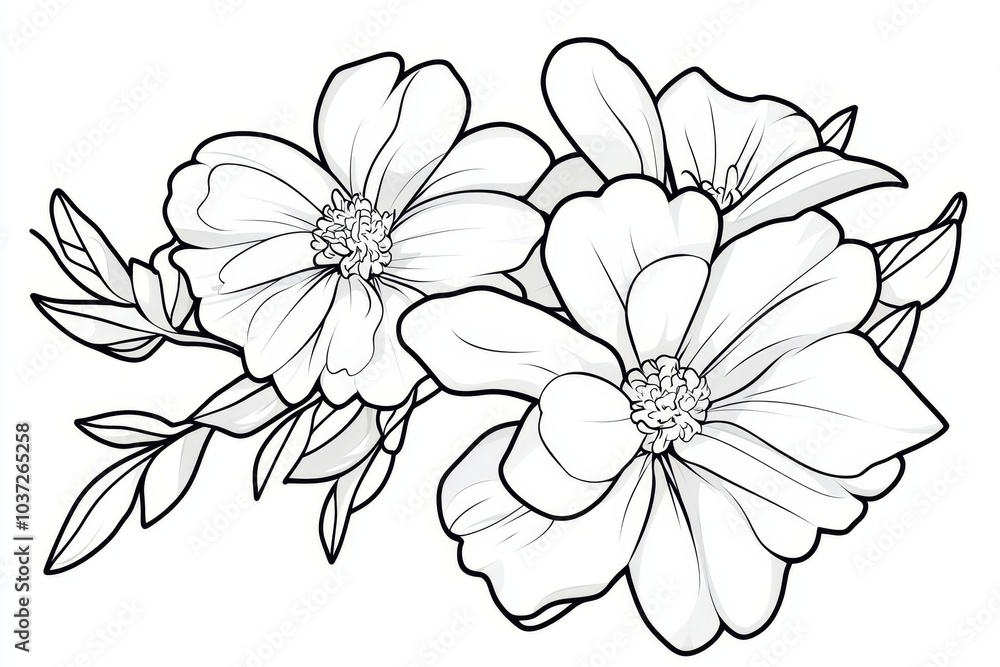 Poster a simple outline of a snapdragons flower, with clean lines representing its dragon-like form