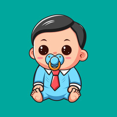 Vector baby boy looking like a boss. Suitable for stickers, avatars or other uses. Vector illustration.