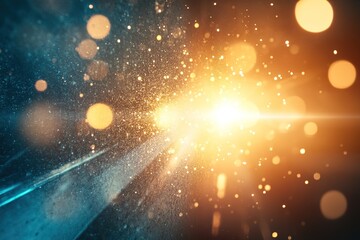 A close-up of an action movie scene, with lens flare, blue light leaks, anamorphic film grain, lens flares, dust and scratches