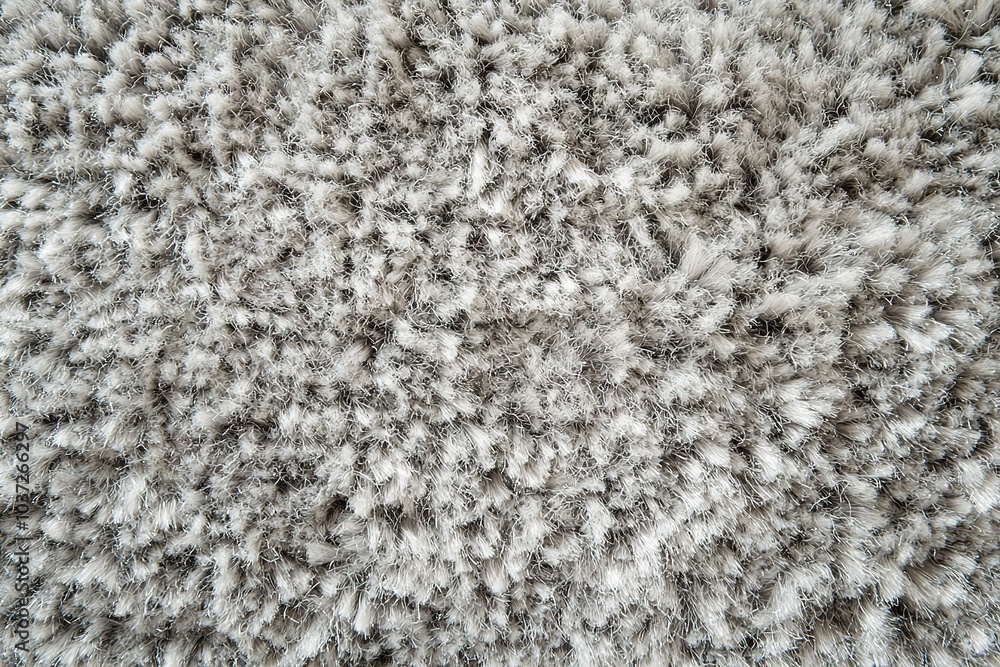 Poster high-resolution photography of a top-down view of a soft, grey carpet with a plush pile texture