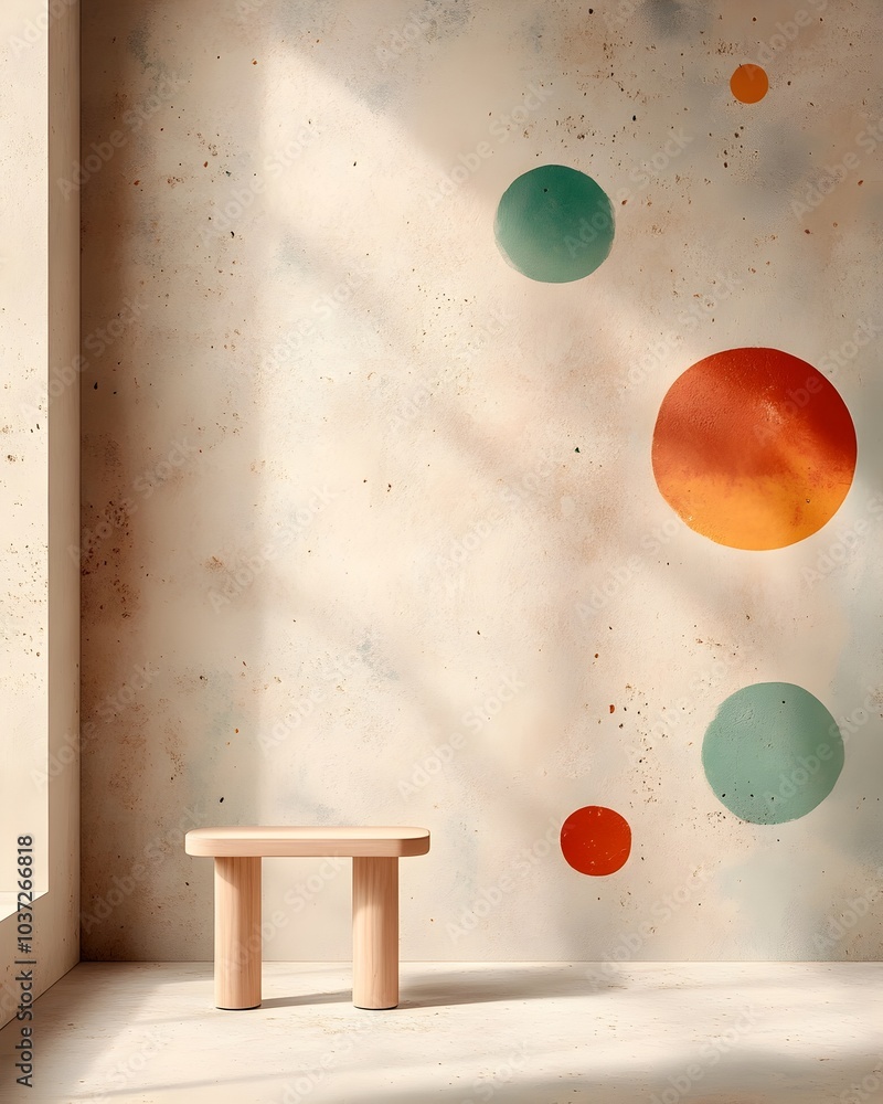 Poster dramatic minimalist 3d interior scene with terrazzo flooring and walls an empty product display stan