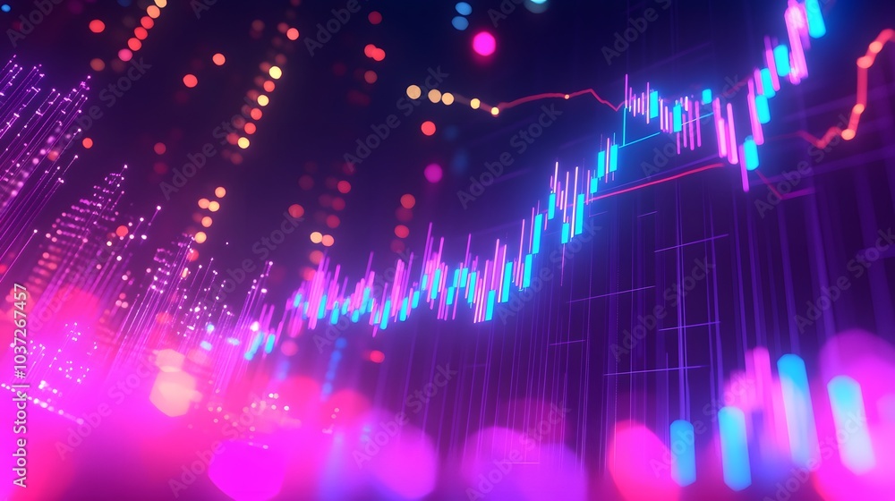 Leinwandbilder a vibrant digital representation of fluctuating data trends with colorful visualizations reflecting 