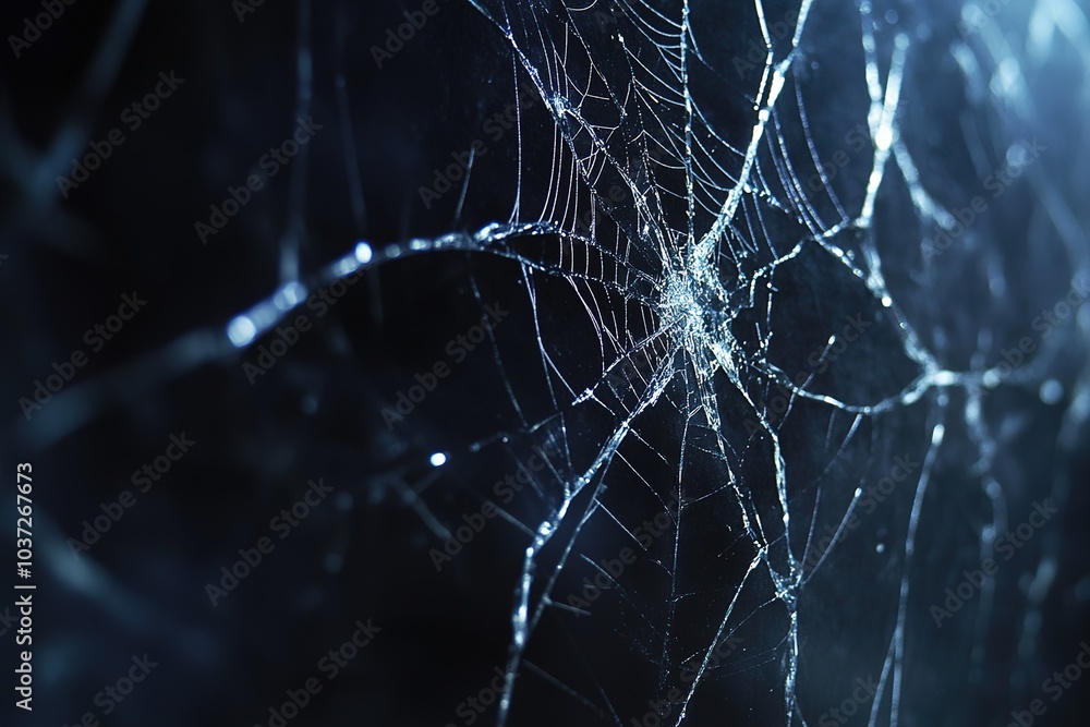 Poster a close-up of the cracked screen, showing intricate patterns and textures that resemble spider webs 