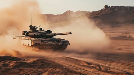  Military Tank Maneuvering Through