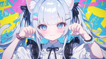 ハロウィンのコスプレをしたアニメ調の美少女