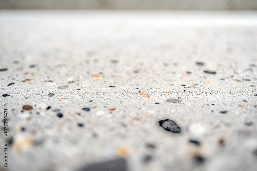Poster light gray terrazzo with small color flecks, close-up texture shot