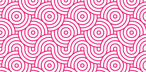 Abstract Overlapping Pattern. Seamless geometric ocean spiral pattern and abstract circle wave lines. pink seamless tile stripe geomatics create retro line backdrop pattern background.