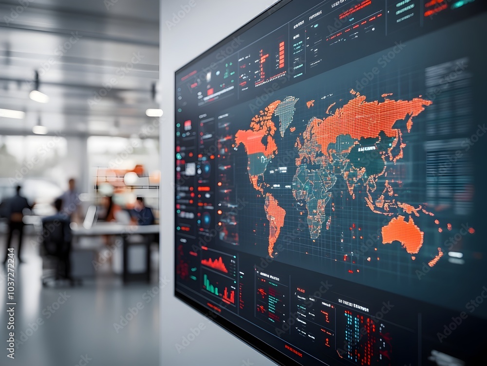 Poster innovative ai powered logistics command center directing global trade and distribution expansive wor