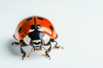 Fototapeta premium Close-up of a Vibrant Red Ladybug on White Background