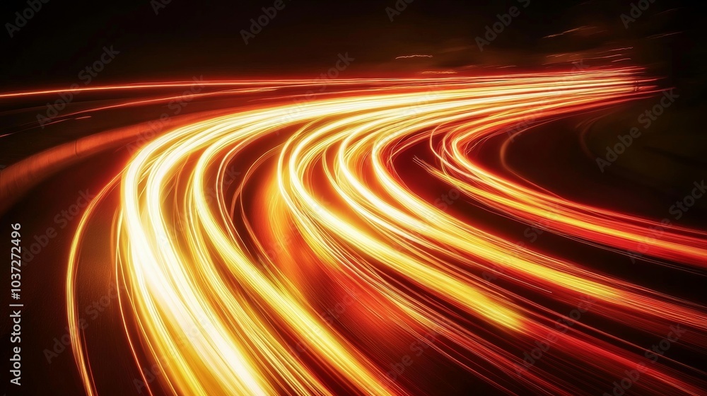 Aufkleber speed and motion. abstract red and yellow light trails on a dark background