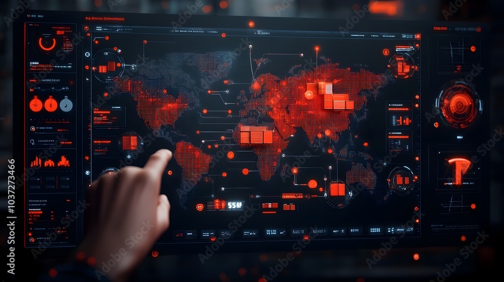 Aufkleber ai powered global logistics management with complex data visualization international trade networks 