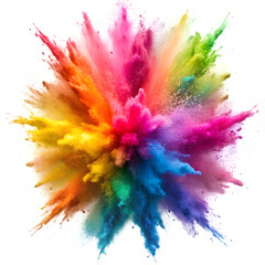 Mixed powder color explosion isolated on a transparent background.