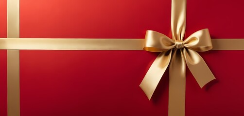 Red gift box with a golden ribbon and bow, perfect for holiday celebrations