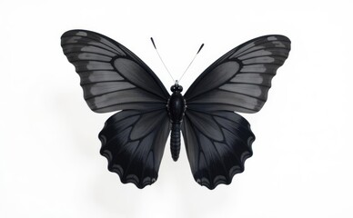 Fototapeta premium Black butterfly flying, butterfly isolated on white 