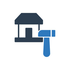 Home Repair Icon - House Hammer Icon