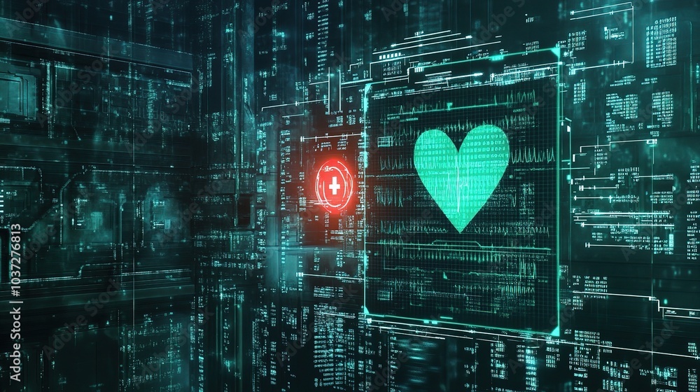 Poster abstract data visualization with heart symbol