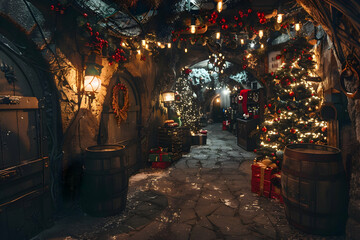 A Cozy Holiday Corridor that is Beautifully Decorated for the Festive Christmas Season