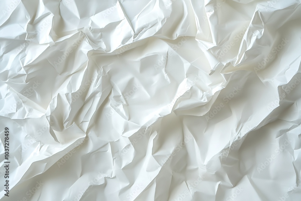 Poster white paper texture background with crumpled surface, blank sheet for design and print