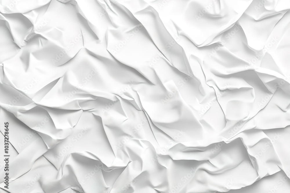 Poster white paper texture background with crumpled surface, blank sheet for design and print