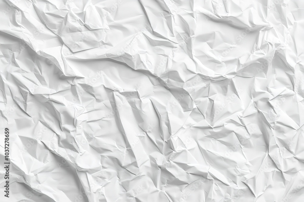 Poster white paper texture background with crumpled surface, blank sheet for design and print