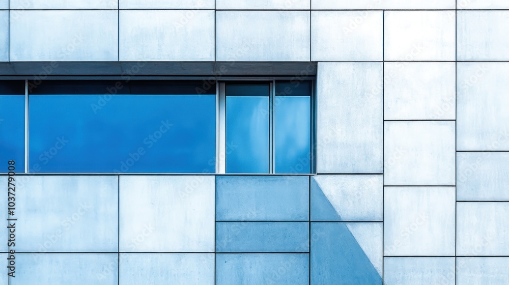 Aufkleber a close-up view of a modern building's facade featuring a window and geometric patterns.