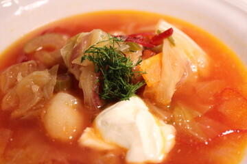 Ukrainian cuisine: borscht (sour soup)