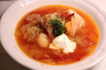 Ukrainian cuisine: borscht (sour soup)