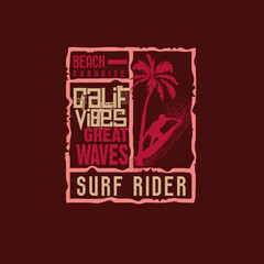 Beach Paradise Great Waves Surfing typography ocean sea graphic tee design