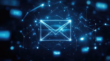 Abstract tech background featuring a mail icon, symbolizing email marketing, communication, and digital business