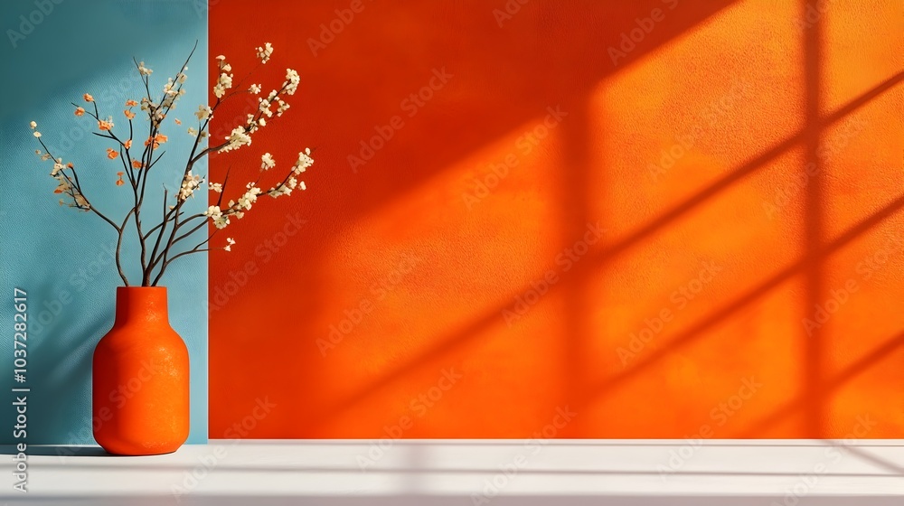 Poster radiant 3d studio environment with an eclectic color palette minimalist modern countertop sleek prod