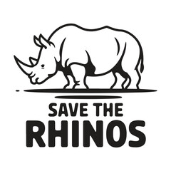 Obraz premium Minimalist Save The Rhinos T Shirt Design, Rhino T Shirt Design