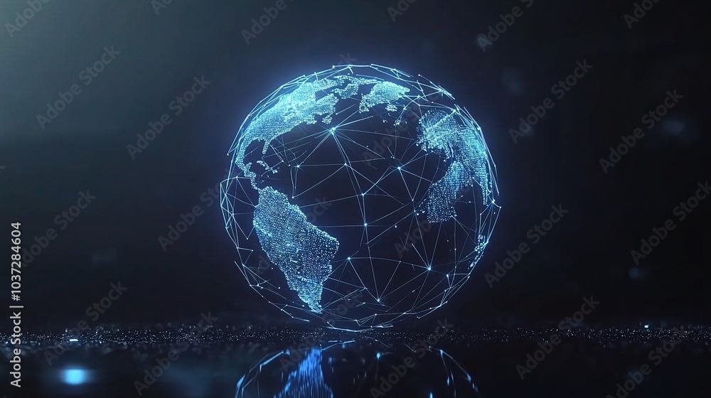 Poster Digital Globe with Network Connections Visualization