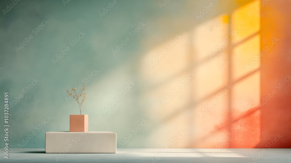 Poster captivating 3d studio environment with an eclectic color palette bare concrete walls and floor