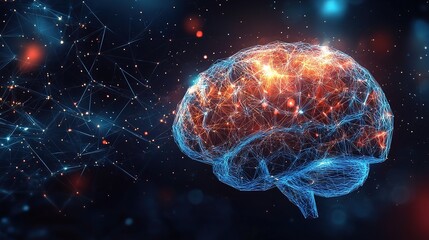 Fototapeta premium Futuristic Concept of a Connected Human Brain